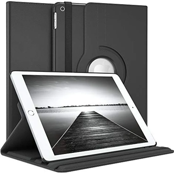 EAZY CASE Tablet Hülle kompatibel mit iPad 10,2" 2019/2020/2021 (7. / 8. / 9. Gen.) Hülle - 360° drehbar Rotation zum Aufstellen mit Sleep & Wake - Premium Schutzhülle aus Kunstleder in Schwarz