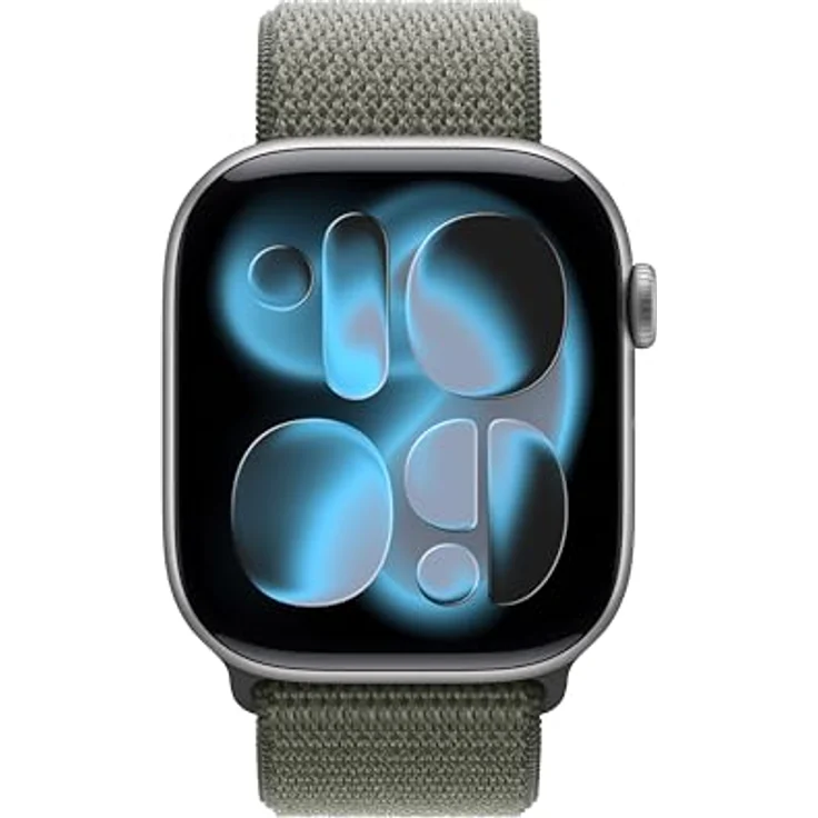Apple Sport Loop, 46 mm, atmungsaktives Armband aus recyceltem Nylon, Waldgrün, One Size – Bild 3