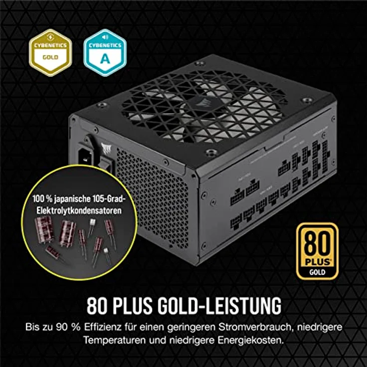 Corsair RM1000x Shift Vollmodulares ATX-Netzteil - Modulare Seitenschnittstelle - ATX 3.0- & PCIe 5.0-kompatibel - Null-Drehzahl-Lüftermodus - 105°C-Kondensatoren - 80 Plus Gold-Effizienz - Schwarz – Bild 4