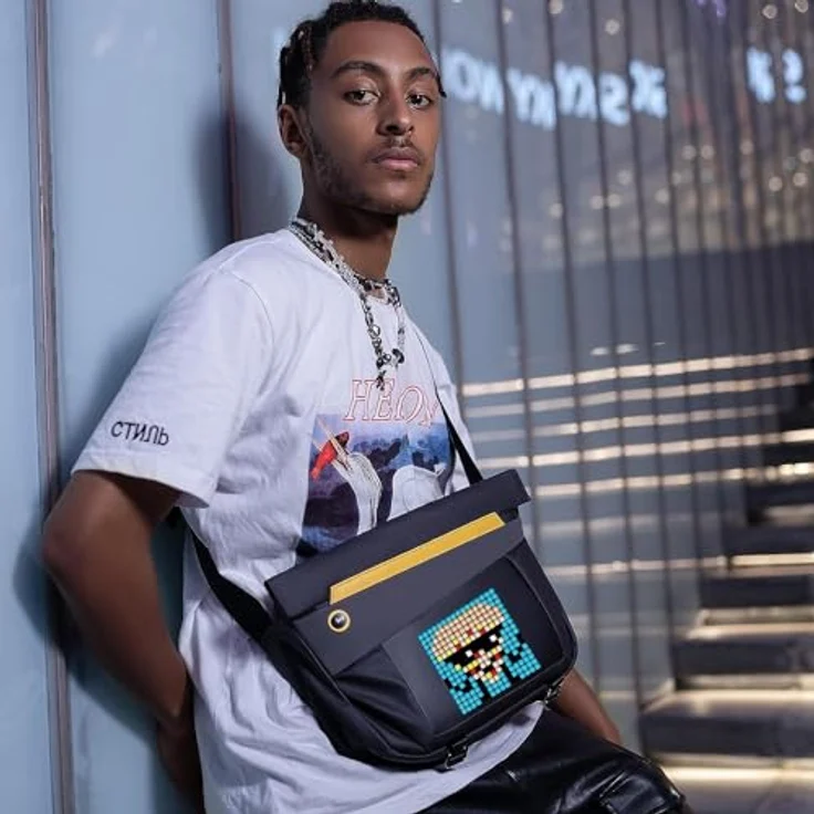 Divoom Slingbag-Vblack, Fotorucksack aus wasserdichtem Material mit strukturiertem Design, Schwarz – Bild 8