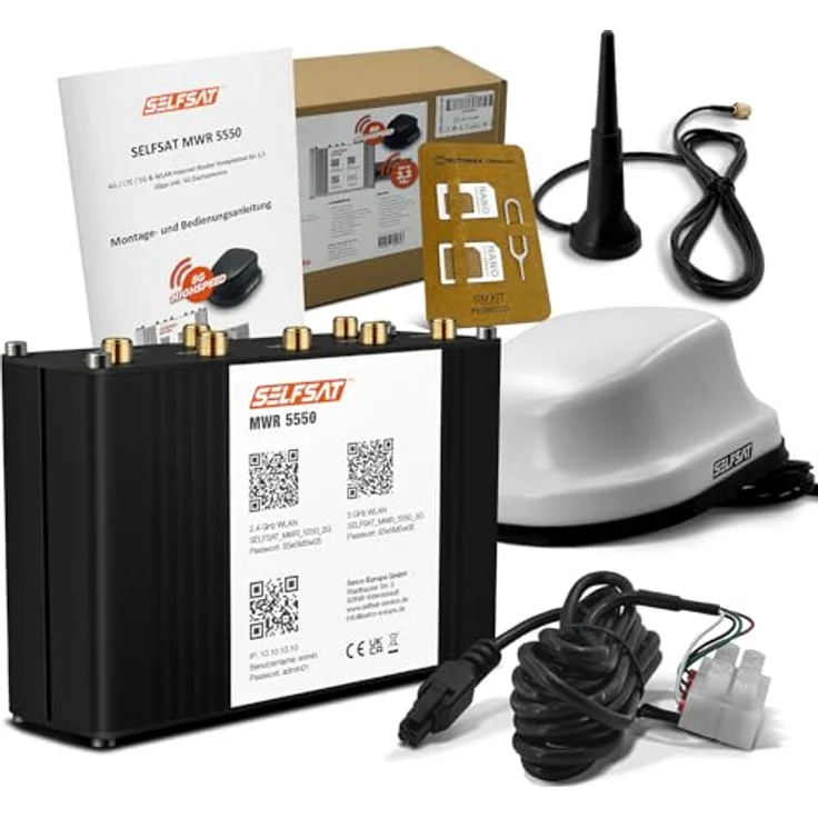 Selfsat MWR 5550, 4G / LTE / 5G & WLAN Internet Router mit 3,3 Mobilfunkantennen, weiß – Bild 1