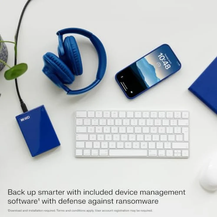 Western Digital WD My Passport 4TB, externe Festplatte mit USB-C, 256-Bit AES-Verschlüsselung, blau – Bild 4