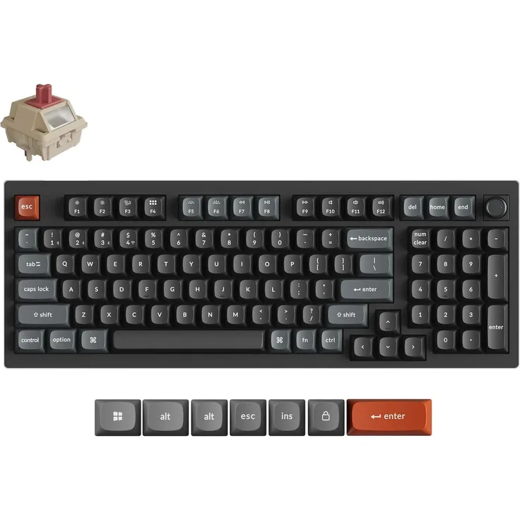 Keychron V5 Ultra 8K Kabellose Mechanische Tastatur, QWERTY US, schwarz, mit Keychron Silk POM Switch - Red und RGB-Beleuchtung