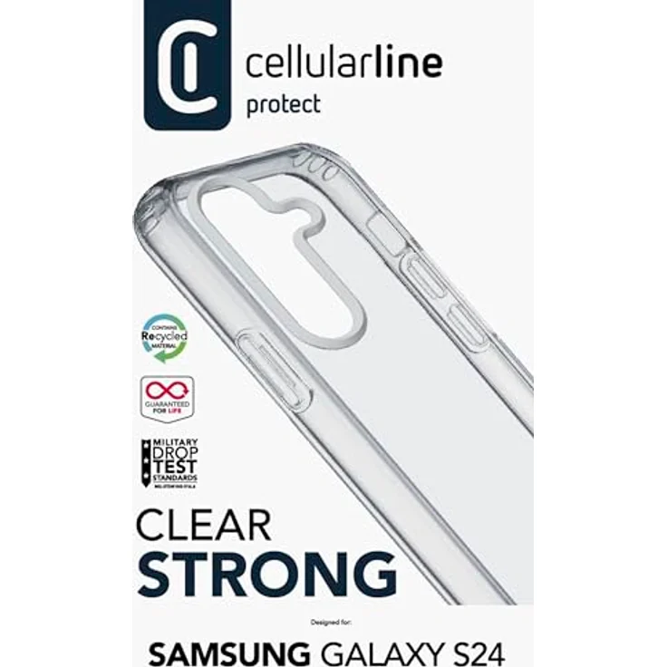 CELLULAR LINE Clear Strong, Backcover für Samsung Galaxy S24, transparentes Hartschalenetui mit gummierten Rändern und Militärzertifizierung – Bild 3