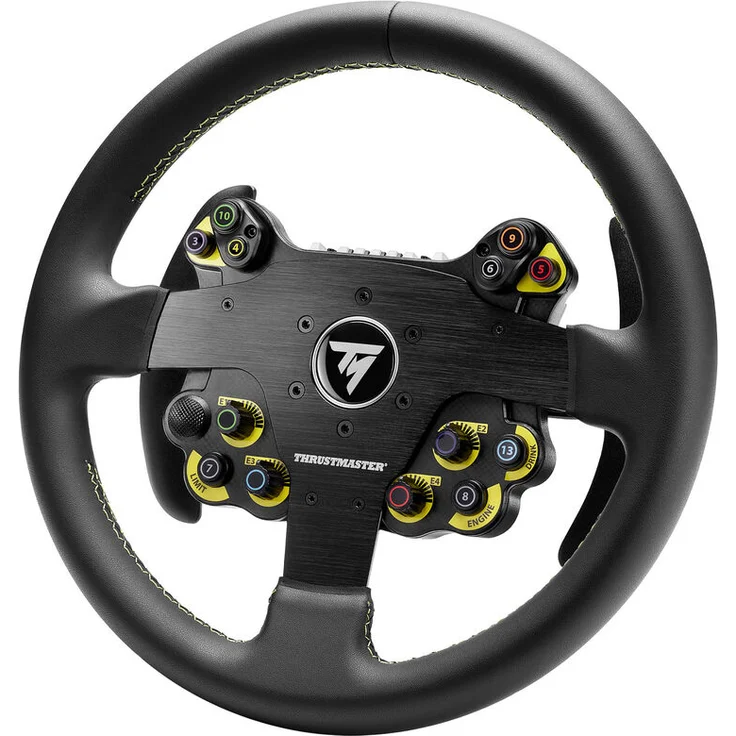 Thrustmaster EVO Racing 32R Leder Lenkrad – Schwarz, Vielseitiges Lenkrad mit 32 cm Durchmesser und lang geschwungenen Schaltwippen – Bild 1
