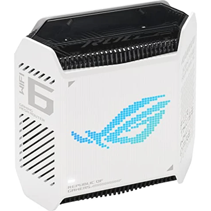 ASUS ROG Rapture GT6 AX10000 1er Pack Tri-Band Gaming Mesh WiFi System kombinierbarer Router (Tethering als 4G und 5G Router-Ersatz, WiFi 6, bis zu 270qm Abdeckung, 2,5G Port, 160 MHz-Kanäle) weiss – Bild 1