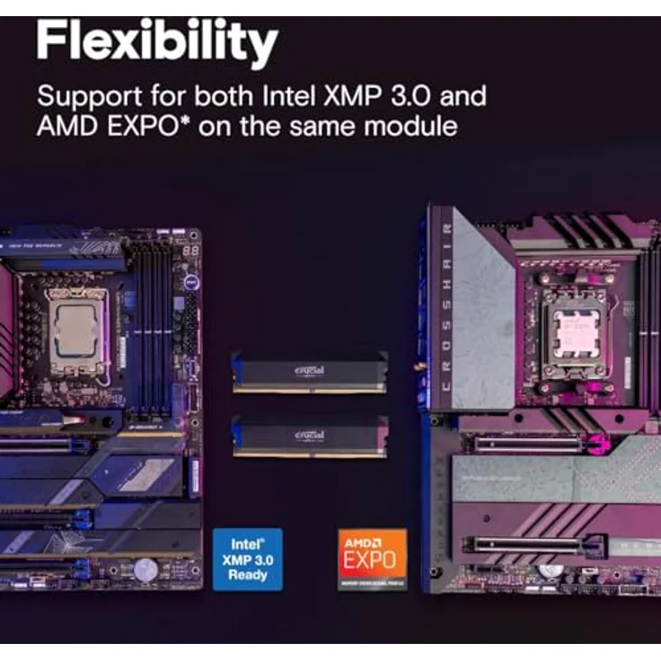 Crucial Pro DDR5 RAM 64GB Kit (2x32GB) 6000MHz CL40, Schwarz - Overclocking Gaming, Intel XMP 3.0 / AMD Expo – Bild 4