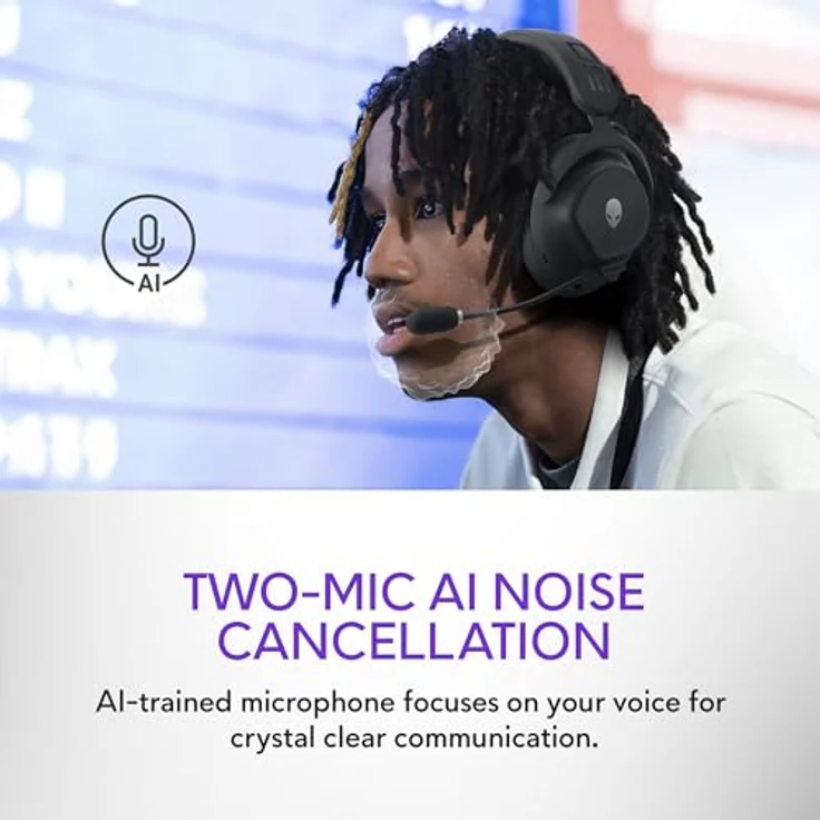 Alienware Pro Wireless-Gamingheadset – Kabellos, 50-mm-Graphen-Treiber, KI- & ANC-Geräuschunterdrückung, Dual-Mikrofone, E-Sport-optimiert, Dark Side of the Moon – Bild 4