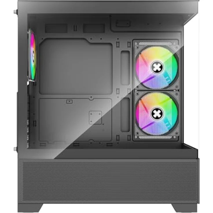 Xilence Gehäuse BEAM Schwarz (XG172), elegantes ATX Midi Tower Gehäuse mit Aquarium-Glas-Design, drei ARGB PWM Lüftern und hohem Airflow, Schwarz – Bild 2