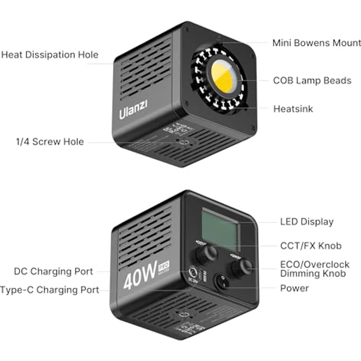 ULANZI L023 40W Pro LED Video Light, professionelles Fotostudio-Equipment mit hoher Lichtleistung und vielseitiger Anwendung – Bild 5