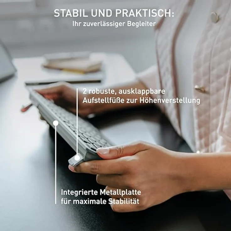 CHERRY KW 7100 Mini BT, Kompakte Multi-Device-Tastatur mit 3 Bluetooth®-Kanälen, Deutsches Layout (QWERTZ), Flaches Design, inkl. Transporttasche, Agave Green – Bild 5