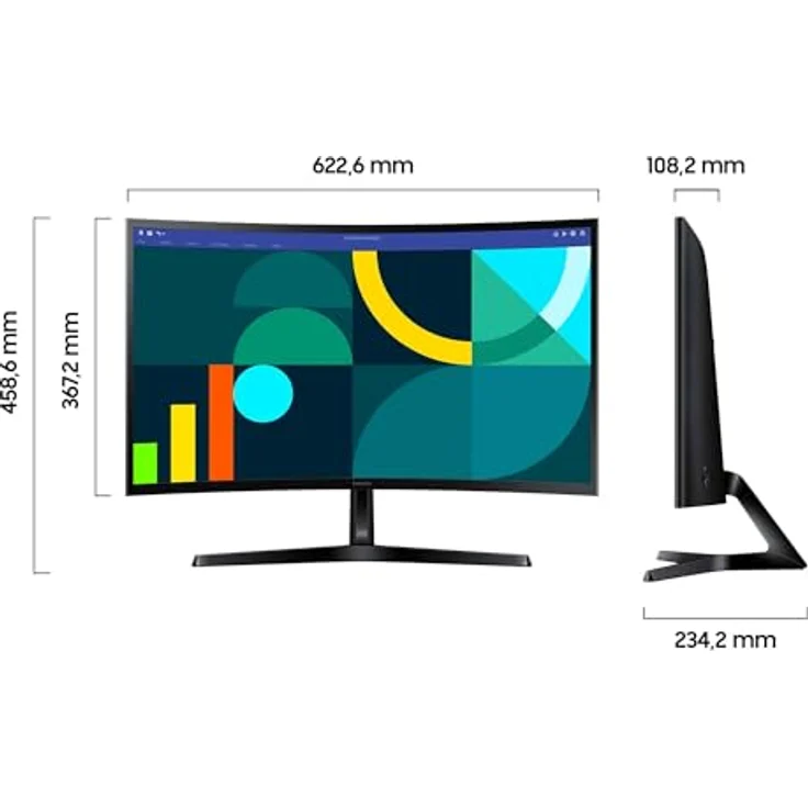 Samsung S36GD Essential Curved Monitor 27 Zoll, PC-Bildschirm mit VA-Panel, Full HD-Auflösung, 4 ms Reaktionszeit, Bildwiederholrate 100 Hz, Flicker Free, Schwarz – Bild 2