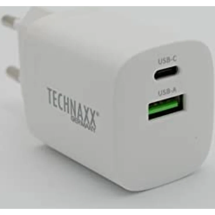 Technaxx 30W Dual Port Schnellladegerät TX-198 für Handy & Geräte - Netzstecker für Ladekabel - 1xUSB-C, 1xUSB-A Schnellladegerät, Intelligente Ladeüberwachung, GS-geprüft, 6 mal schneller als üblich – Bild 1