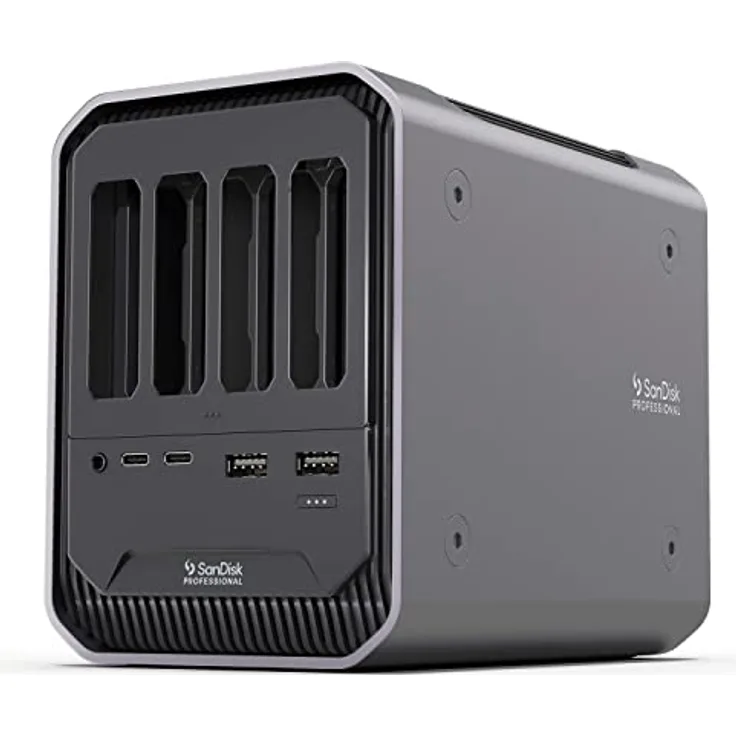 SanDisk PROFESSIONAL PRO-DOCK 4 Docking Station mit 4 Einschüben, für Lesegeräte mit Thunderbolt Konnektivität, kompatibel mit PRO-READER-Geräten, Ladefunktion