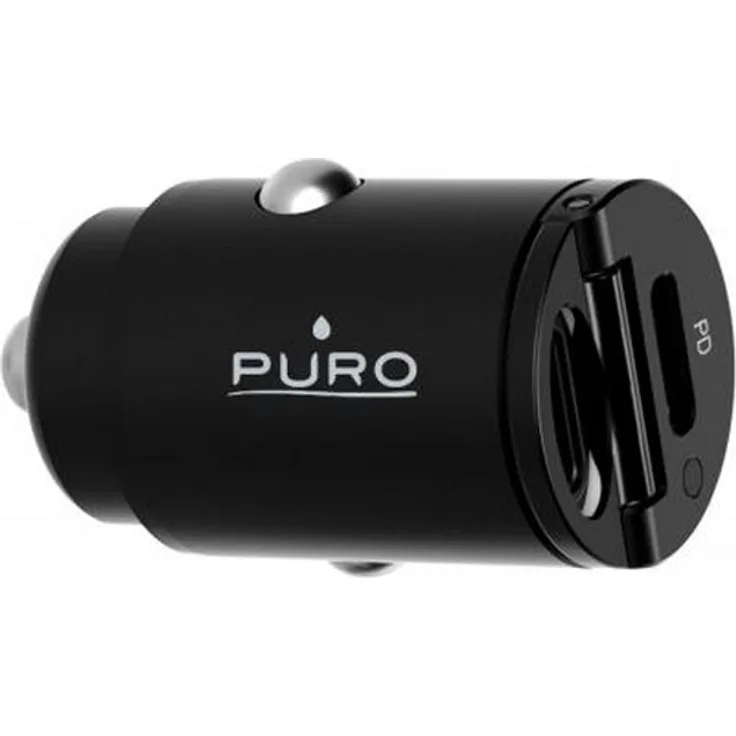 PURO Mini 30W Dual-USB-C Autoladegerät, kompaktes Design mit Power Delivery, schwarz