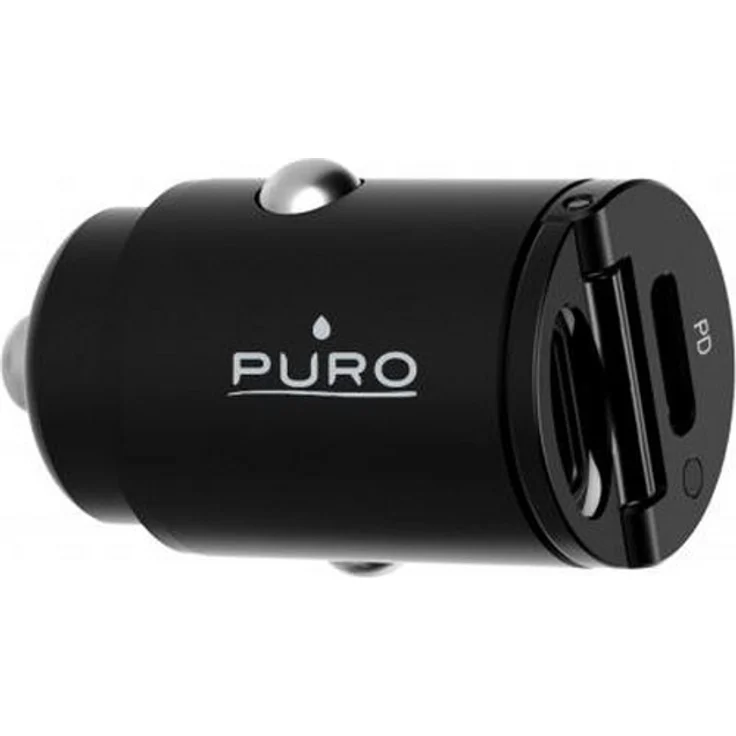 PURO Mini 30W Dual-USB-C Autoladegerät, kompaktes Design mit Power Delivery, schwarz