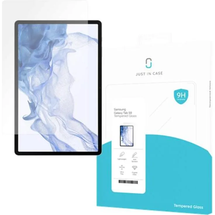 Just in Case Gehärtetes Glas Clear Displayschutzfolie für Samsung Galaxy Tab S9/S9 FE, transparent, 1 Stück, optimaler Schutz vor Kratzern und Schmutz