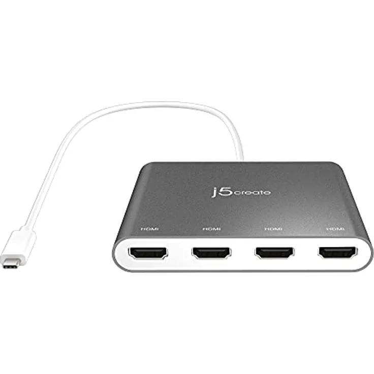 j5create JCA366-N Multi-Moniteurs USB-C™ 4 Ports HDMI™ Hub - Erweiterte Anzeigemodi, 1080P Auflösung, USB 3.0 Powered