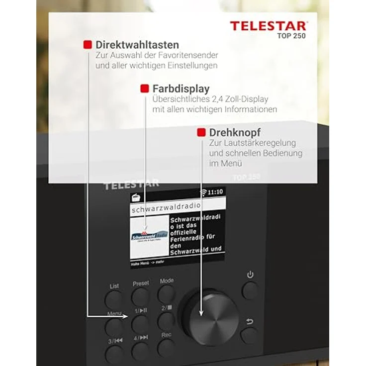 Telestar TOP 250 DAB+ Internetradio, Bluetooth 5.3, schwarz – Bild 12