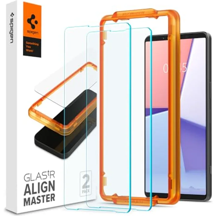 Spigen AlignMaster Schutzfolie kompatibel mit Sony Xperia 1 VI, 2 Stück, Kratzfest, 9H Härte, Transparent