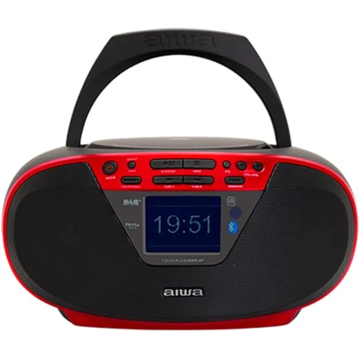 Aiwa BBTU-500DAB/RD, tragbares DAB+ CD-Radio mit 6,1 cm Farbdisplay, Bluetooth 5.0, USB und rotem Gehäuse – Bild 1