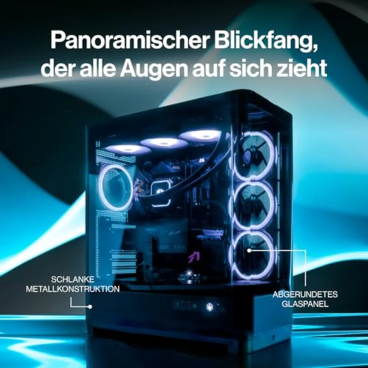 ENDORFY Aquarius 8000 Corona, PC Gehäuse ATX/E-ATX mit 4 ARGB Lüftern, Panorama Tempered Glass, USB-C, schwarzes Fishtank-Design, bis 10 Lüfter, GPU bis 450 mm, 420 mm Radiator Support – Bild 2