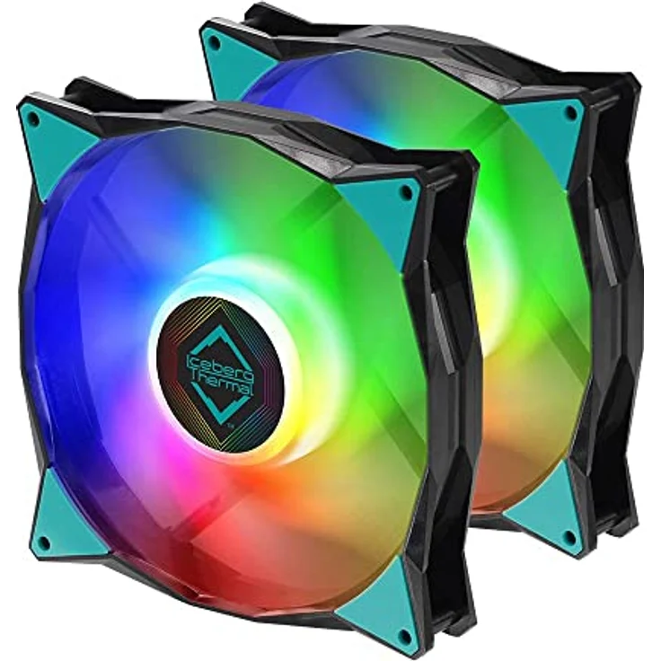 Iceberg Thermal IceGALE Adressable RGB 140 mm PWM Dual Kugellager ARGB Gehäuselüfter 2er-Pack, Schwarz – Bild 1