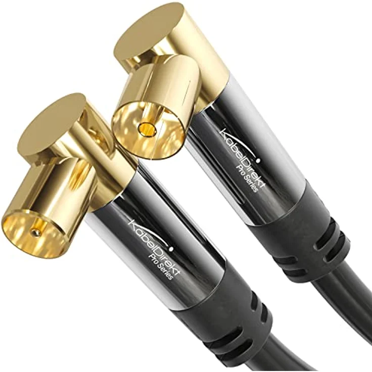 KabelDirekt – 4K Antennenkabel, TV Kabel 90° gewinkelt – Fernsehkabel mit bruchfestem Metallstecker für digitales & analoges Fernsehen – 0,5 m (Winkel-Stecker auf Winkel-Buchse für DVB-C/DVB-T/DVB-S) – Bild 1
