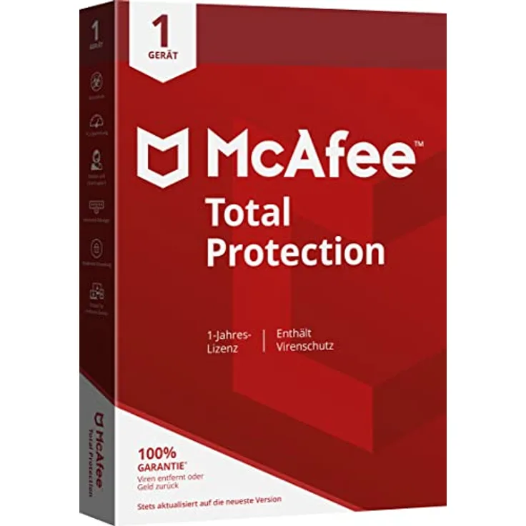 McAfee Total Protection, 1-Gerät, 1-Jahr, Windows/Mac/Android/iOS (Code in a Box)