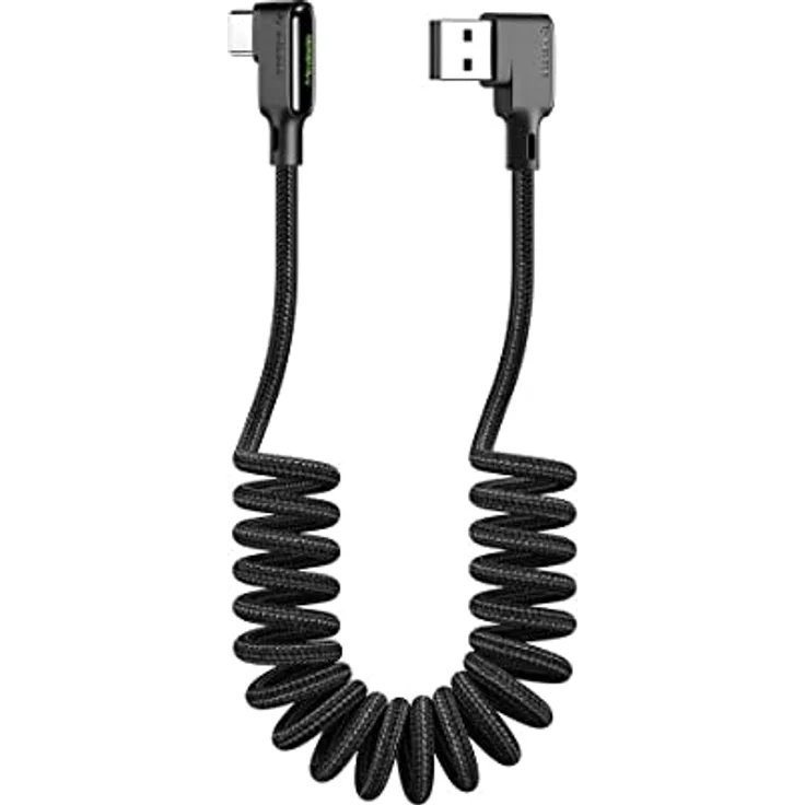 mcdodo 90 Grad USB C Kabel QC 4.0 3A LED Spiralkabel Dehnbare zu 1.5M Schwarz - Preisvergleich – Bild 1