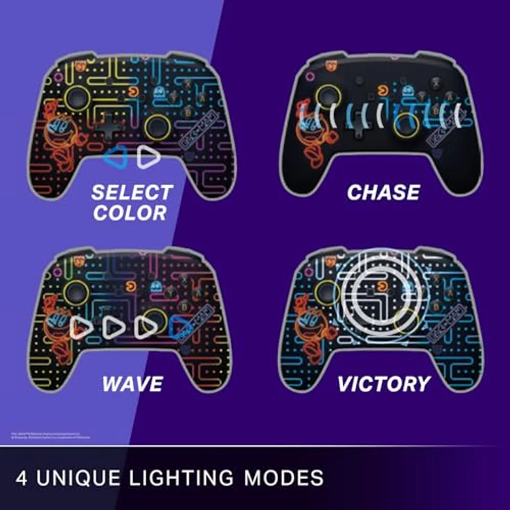PowerA Enhanced Wireless Controller for Nintendo Switch mit Lumectra - PAC-MAN NEON ARCADE, kabellos, Bluetooth 5.0, bis zu 30 Stunden Akkulaufzeit, zwei programmierbare Gaming-Buttons, ergonomisch, inklusive USB-C-Ladekabel – Bild 4