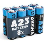 ABSINA 8X Batterie A23 für Garagentoröffner - Zuverlässige Alkaline Batterie mit langer Haltbarkeit und hoher Kapazität, 12V 23A, auslaufsicher - 8er Pack - Preisvergleich