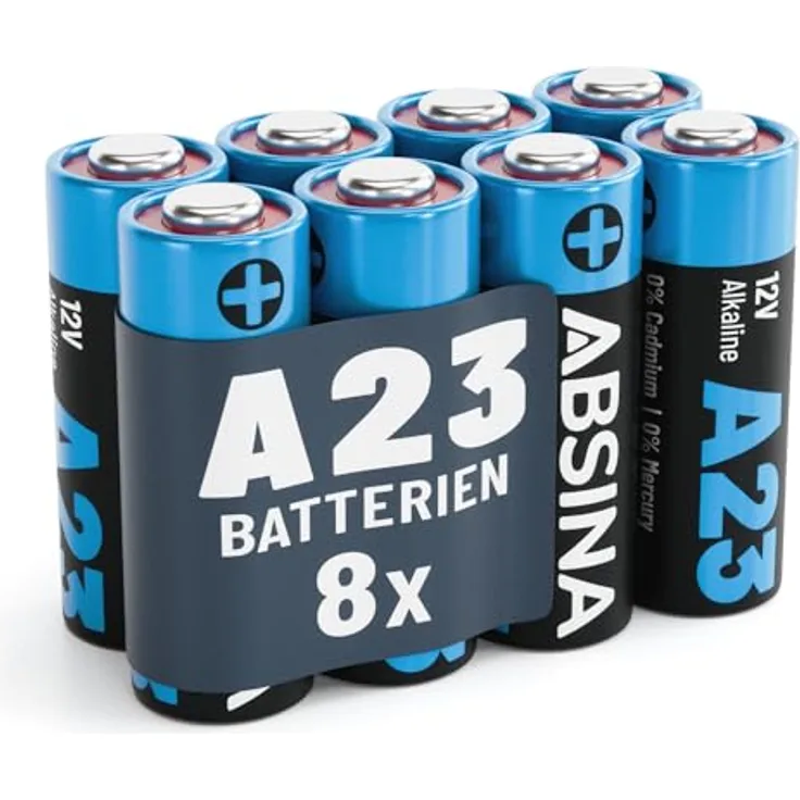 ABSINA 8X Batterie A23 für Garagentoröffner - Zuverlässige Alkaline Batterie mit langer Haltbarkeit und hoher Kapazität, 12V 23A, auslaufsicher - 8er Pack - Preisvergleich