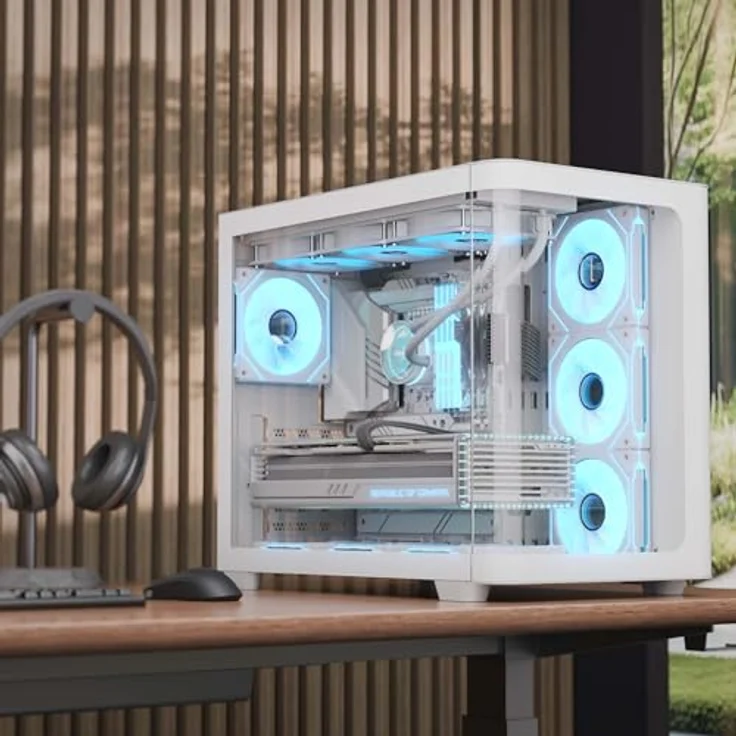 Aerocool PC-Gehäuse Aerocool P500C-G-WT-v1, Tower-Gehäuse, Tempered Glass x 3, ARGB-Lüfter, Micro-ATX/Mini-ITX, 450 mm Grafikkarten Unterstützung, 162 mm CPU-Kühler, 3 SSD-Steckplätze, 2 HDD-Laufwerksschächte, Schwarzweiß – Bild 5