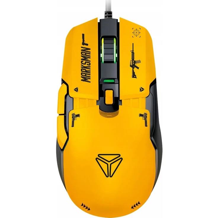 Yenkee YMS 3600YW MARKSMAN, optische Gaming-Maus mit 12.400 DPI, 6 Tasten, USB-A/C, kabelgebunden/kabellos, gelb, 1,8 m Kabel – Bild 1