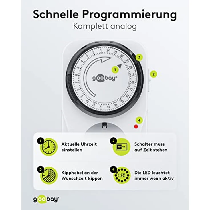 Goobay 2er Pack Zeitschaltuhr mechanischer Timer, 2) (Pack of 2) – Bild 6