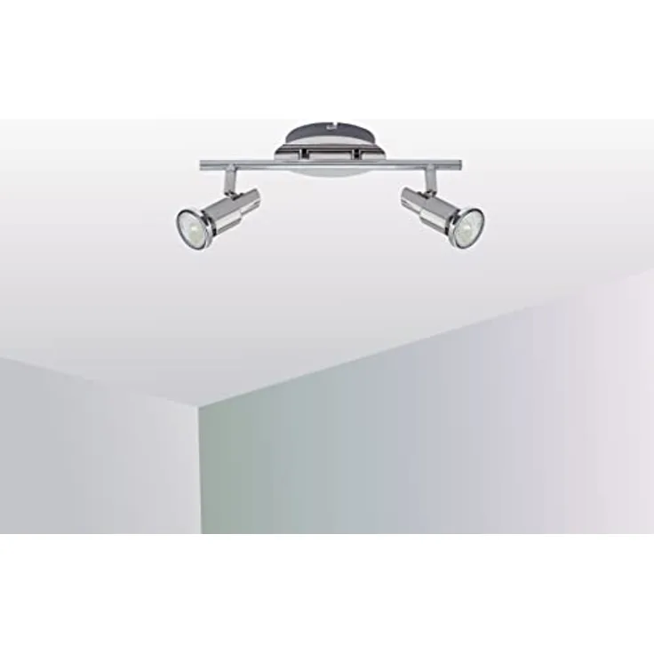 Trango 2-flammig 2890-028 LED Deckenleuchte *OSCAR* in Chrom-Optik inkl. 2x 3 Watt GU10 LED Leuchtmittel, schwenkbar und drehbar - Preisvergleich