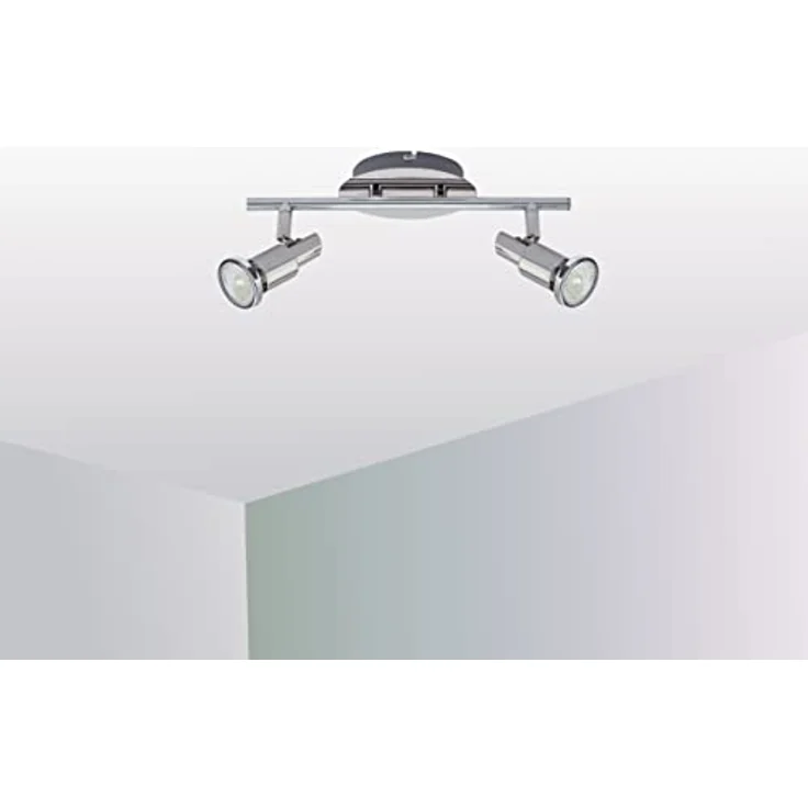 Trango 2-flammig 2890-028 LED Deckenleuchte *OSCAR* in Chrom-Optik inkl. 2x 3 Watt GU10 LED Leuchtmittel, schwenkbar und drehbar - Preisvergleich – Bild 1