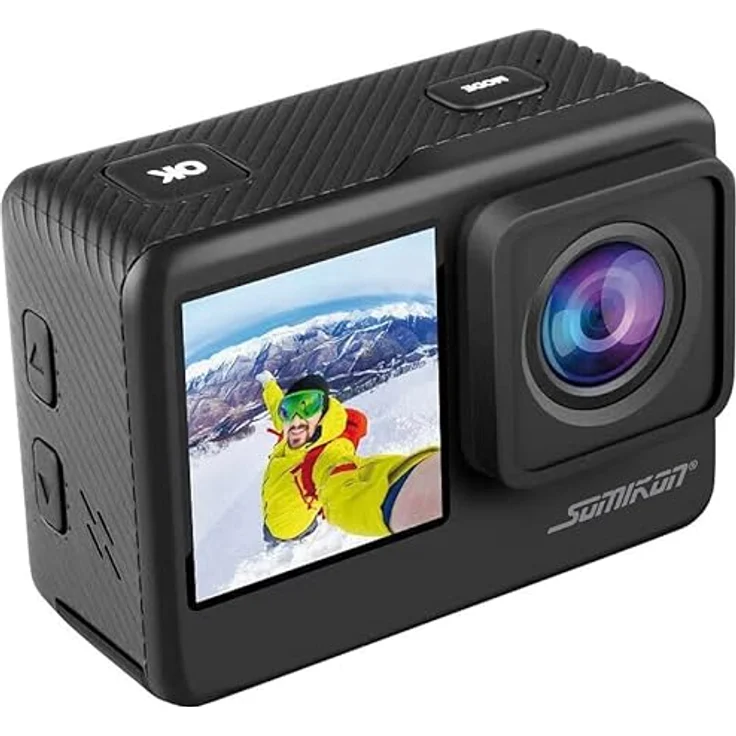 Somikon Action Kamera: 6K-Actioncam mit 2 Farbdisplays, WLAN, Bildstabilisierung, Sony-Sensor (Outdoor-Sportkamera, Action-Kamera wasserdicht, Fahrrad) – Bild 4