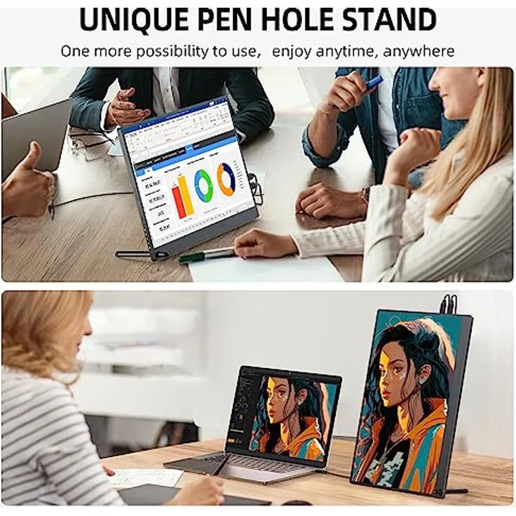 UPERFECT Portable Monitor 15,6 Zoll Full HD IPS Bildschirm, HDMI USB C, VESA-kompatibel mit Schutzhülle – Bild 3