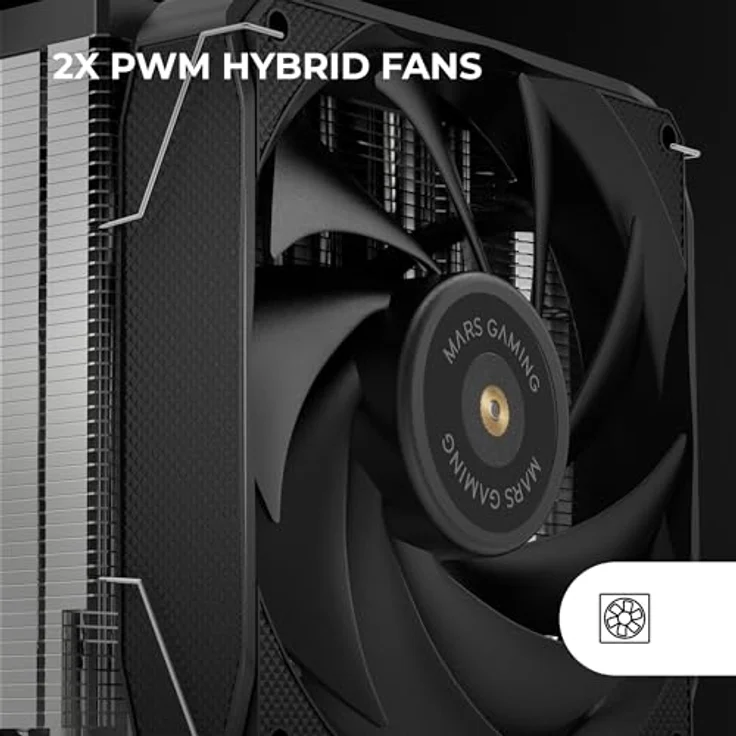 Mars Gaming MCPU-XU9, CPU Kühler mit Dual-Tower-Design, 9 Heatpipes, Schwarz – Bild 4