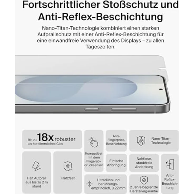 Belkin ScreenForce Titan SmartShield Schutzfolie für Samsung Galaxy S26+, Anti-Reflex, Kratzfest, Stoßfest, Ultrathin mit Positionierungsschale, 9H Härtegrad – Bild 2