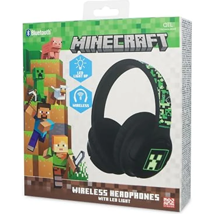 OTL Technologies Minecraft Faltbare kabellose Kopfhörer mit LED-Licht, Bluetooth 5.3, 50 Stunden Akkulaufzeit, leicht und bequem – Bild 5