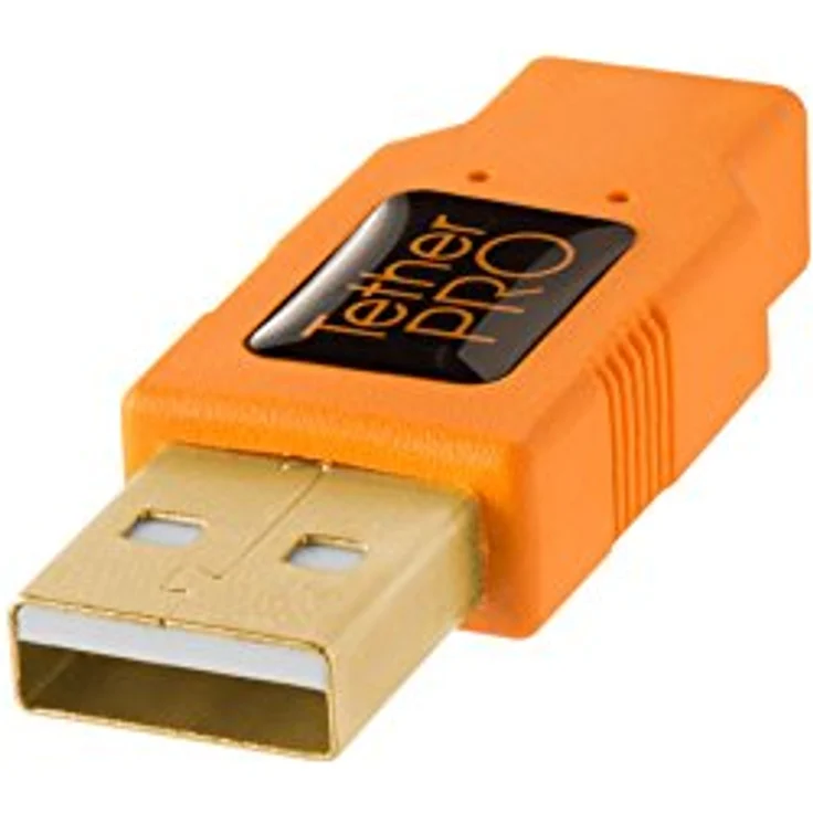 Tether Tools TetherPro Kabel, USB 2.0 A auf MiniB 5 Pin, USB-Kabel, 4,6 m, orange [cu5451] – Bild 4