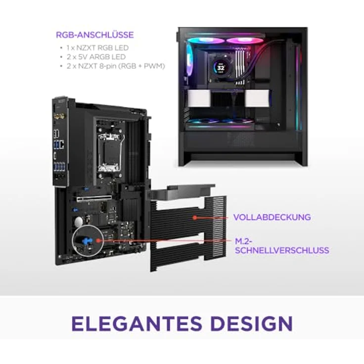NZXT N7 B850 WiFi Black, ATX Mainboard für AMD AM5 Prozessoren mit DDR5-SDRAM, 2.5 Gb Ethernet und Wi-Fi 6E – Bild 7