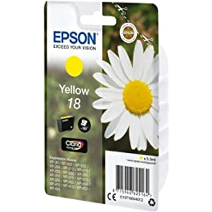 Epson Orginal 18 Tinte Gänseblümchen, XP-305 XP-402 XP-215 XP-312 XP-315 XP-412 XP-415 XP-225 XP-322 XP-325 XP-422 XP-425, Normalverpackung, Standard, (gelb) – Bild 3