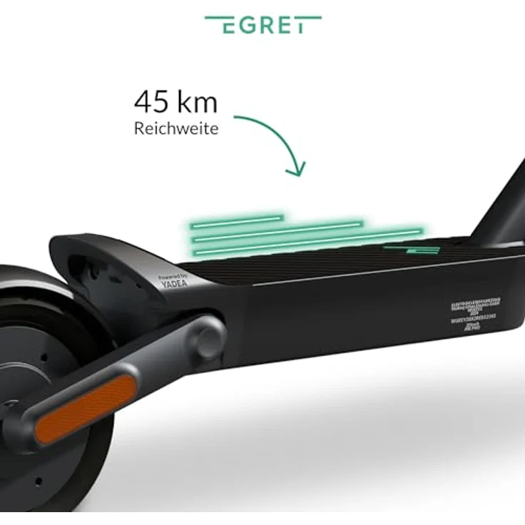 EGRET Egret Ey! 2 (DE) Faltbarer Power E-Scooter mit Federung, 10" Luftbereifung + Straßenzulassung (max. 20km/h) Reichweite bis 45 km, App-Steuerung, maximale Zuladung 120kg, Schwarz – Bild 2