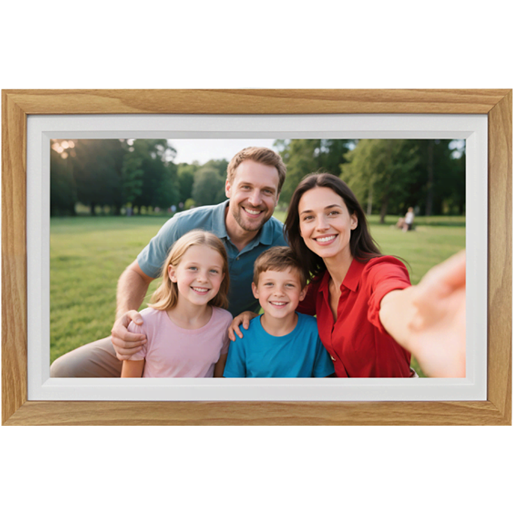 Lippa Frameo Digital Picture Frame 15.6" - Holz, Full HD IPS Touchscreen, 32GB Speicher, App-Steuerung
