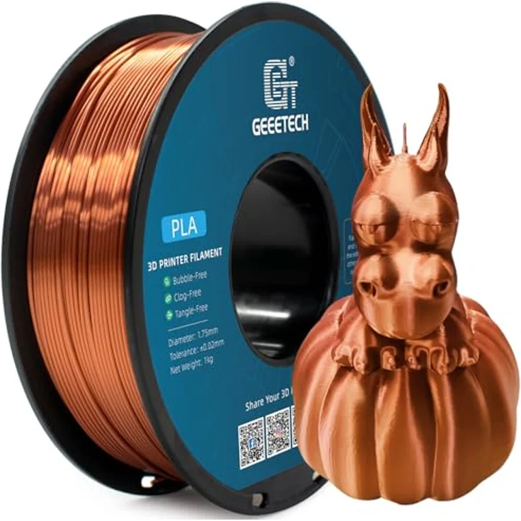GEEETECH PLA Filament 1,75mm Silk Copper, Vakuumverpackte 1KG Spule, Hochpräzision und Verbesserte Haltbarkeit – Bild 1