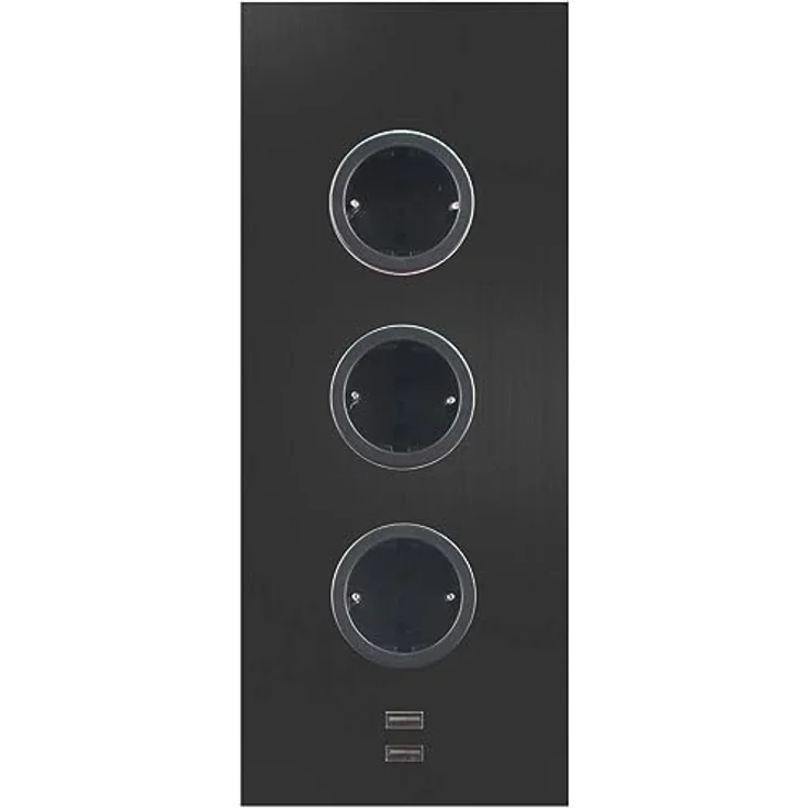 CARESSI Steckdosenelement 3ST29 3 Schukosteckdosen 2 USB-Charger schwarz, vertikale Montage, USB-Ladebuchsen, zeitloses Design – Bild 1